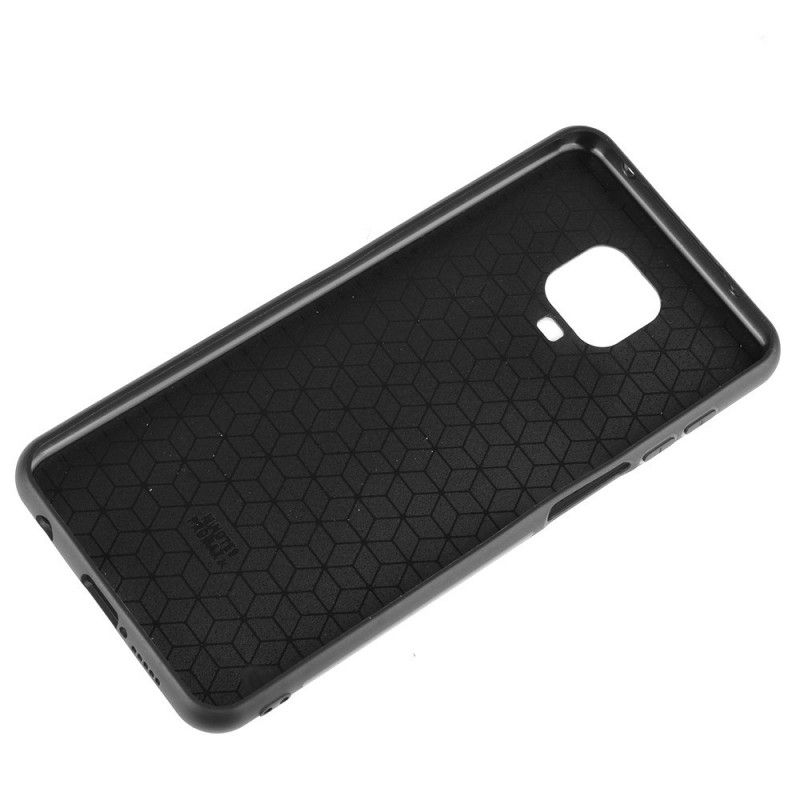 Etui Xiaomi Redmi Note 9S / Note 9 Pro Czerwony Czarny Efekt Szytej Skóry Etui Ochronne