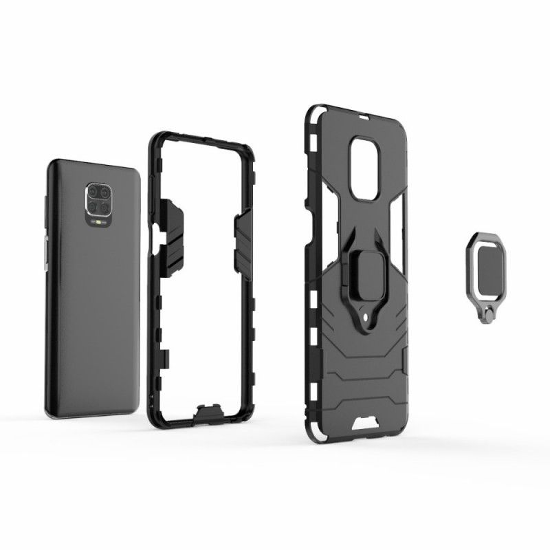 Etui Xiaomi Redmi Note 9S / Note 9 Pro Czerwony Czarny Pierścień Oporowy