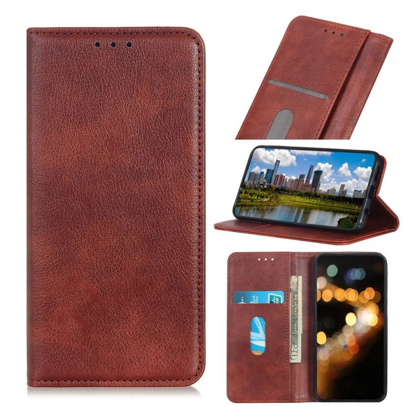 Flip Kotelot Xiaomi Redmi Note 9S / Note 9 Pro Czerwony Czarny Elegancka Dwoina Skórzana Etui Ochronne