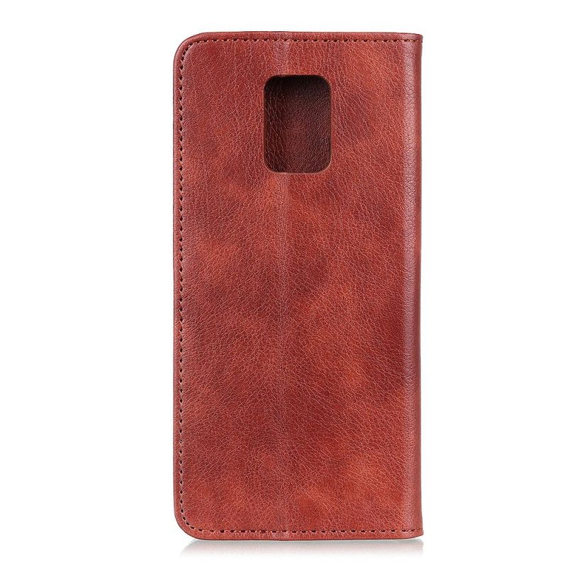 Flip Kotelot Xiaomi Redmi Note 9S / Note 9 Pro Czerwony Czarny Elegancka Dwoina Skórzana Etui Ochronne