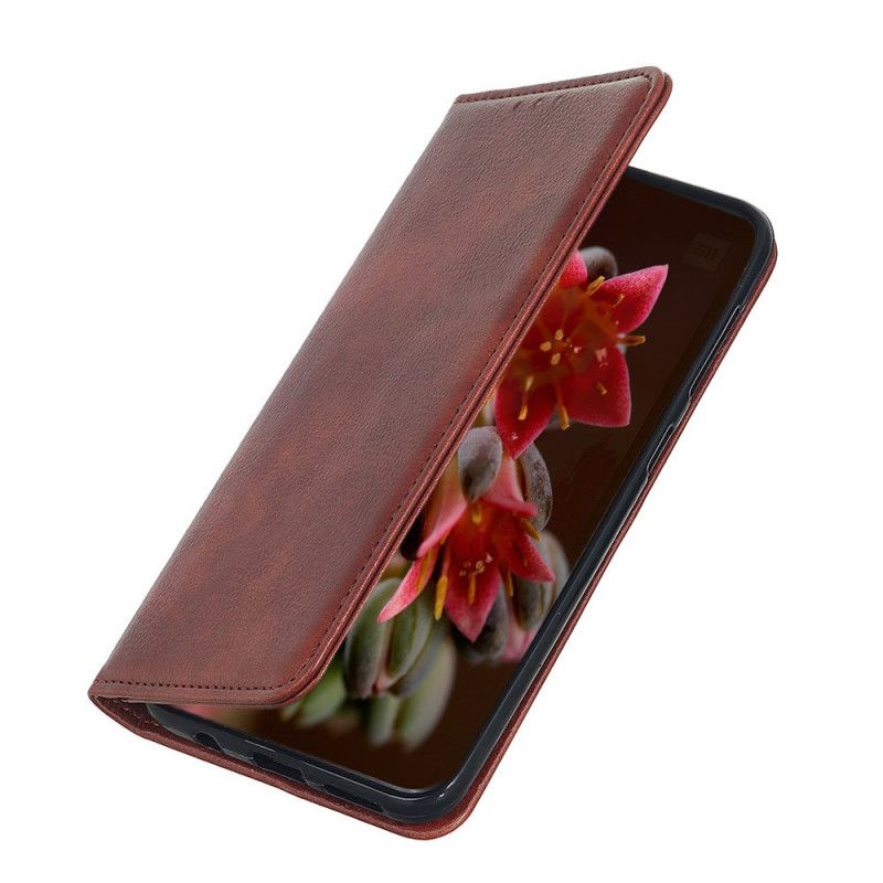 Flip Kotelot Xiaomi Redmi Note 9S / Note 9 Pro Czerwony Czarny Elegancka Dwoina Skórzana Etui Ochronne