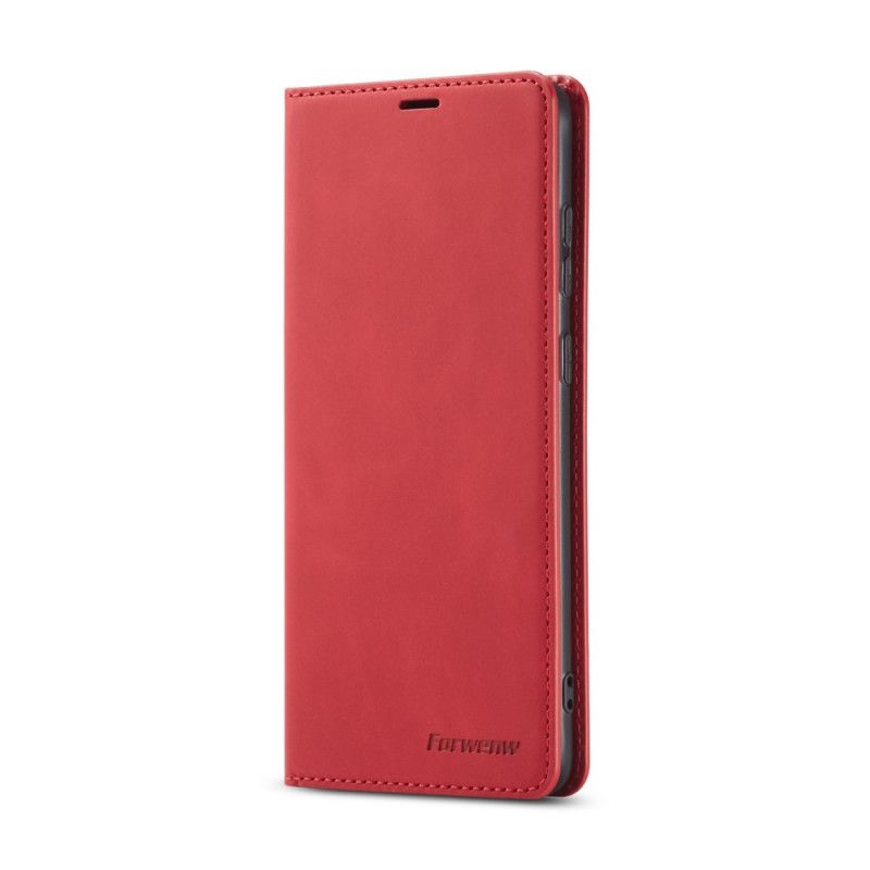 Flip Kotelot Xiaomi Redmi Note 9S / Note 9 Pro Czerwony Czarny Etui na Telefon Forwenw Efekt Skóry