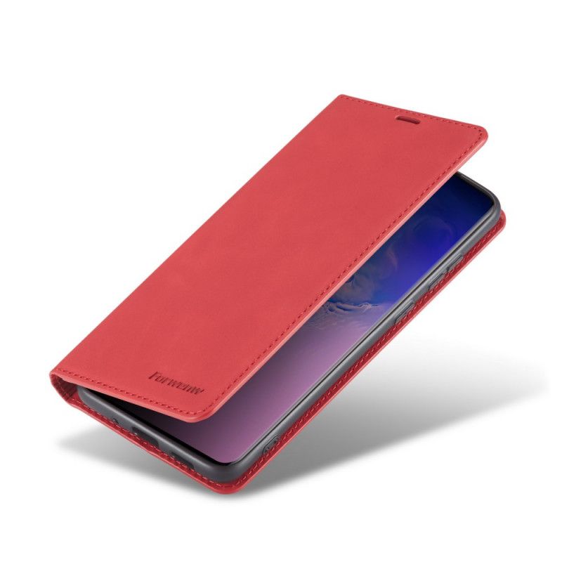 Flip Kotelot Xiaomi Redmi Note 9S / Note 9 Pro Czerwony Czarny Etui na Telefon Forwenw Efekt Skóry