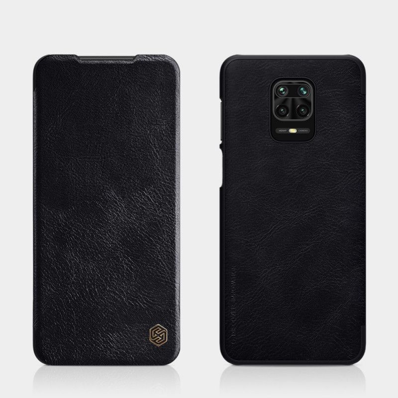 Flip Kotelot Xiaomi Redmi Note 9S / Note 9 Pro Czerwony Czarny Seria Nillkin Qin Etui Ochronne