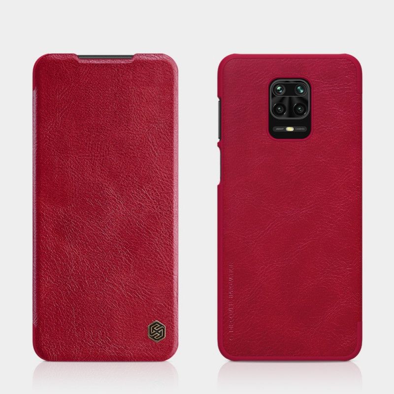 Flip Kotelot Xiaomi Redmi Note 9S / Note 9 Pro Czerwony Czarny Seria Nillkin Qin Etui Ochronne