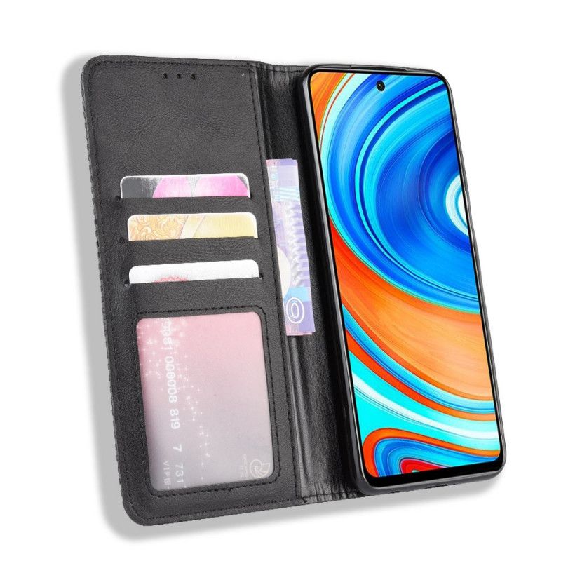 Flip Kotelot Xiaomi Redmi Note 9S / Note 9 Pro Czerwony Czarny Stylizowany Efekt Skóry W Stylu Vintage