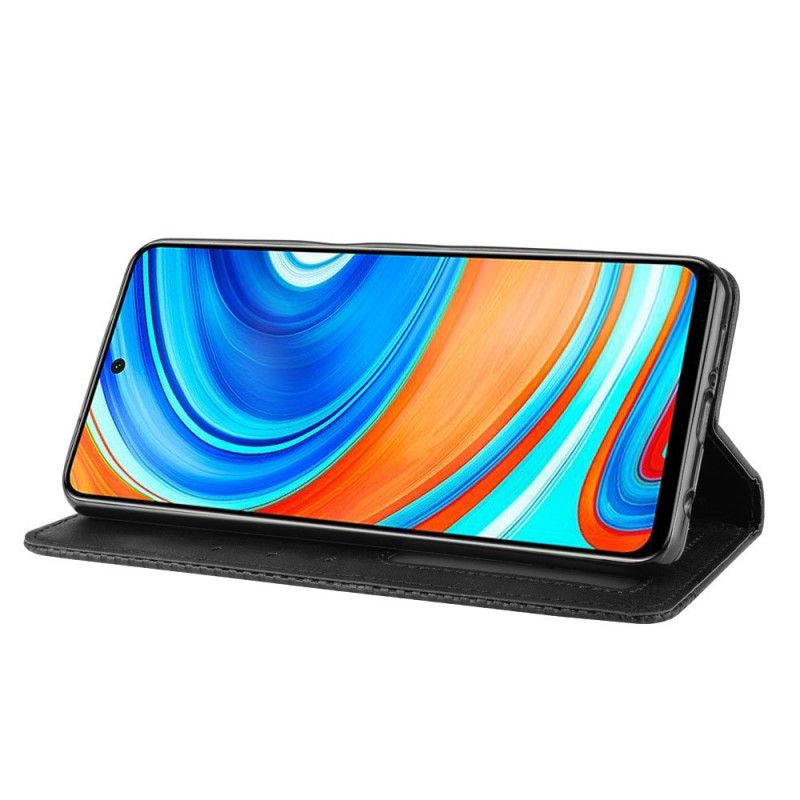 Flip Kotelot Xiaomi Redmi Note 9S / Note 9 Pro Czerwony Czarny Stylizowany Efekt Skóry W Stylu Vintage