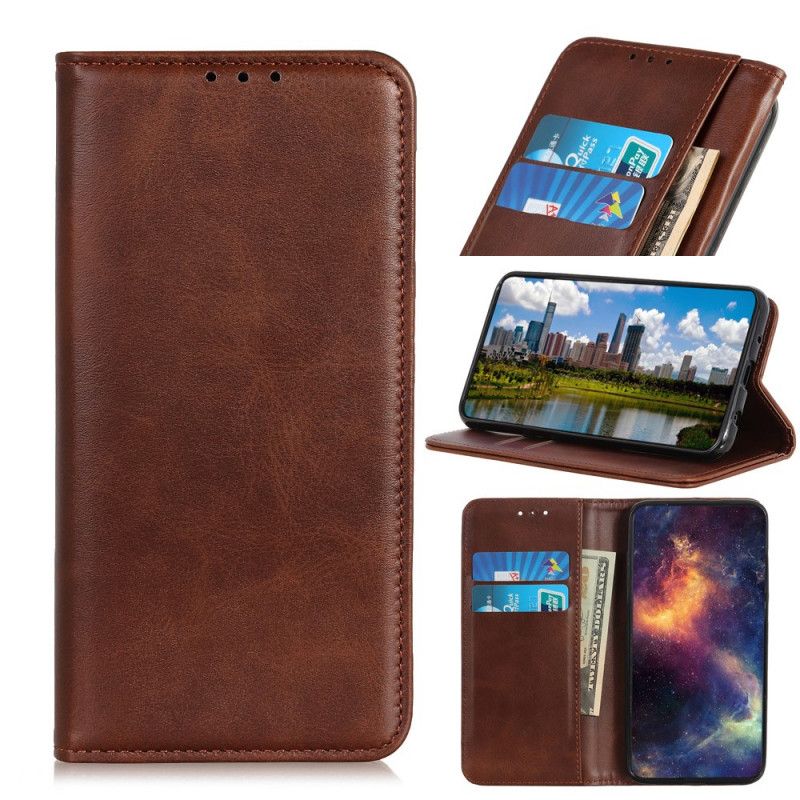 Flip Kotelot Xiaomi Redmi Note 9S / Note 9 Pro Granatowy Czarny Elegancka Dwoina Skórzana Etui Ochronne