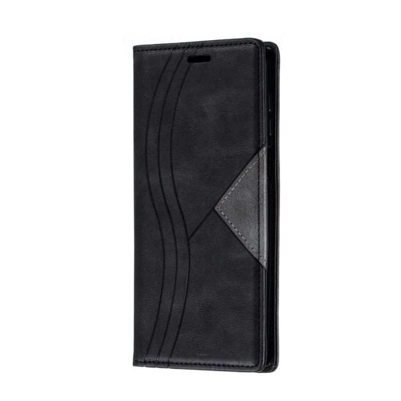 Flip Kotelot Xiaomi Redmi Note 9S / Note 9 Pro Szary Czarny Falista Skóra Etui Ochronne