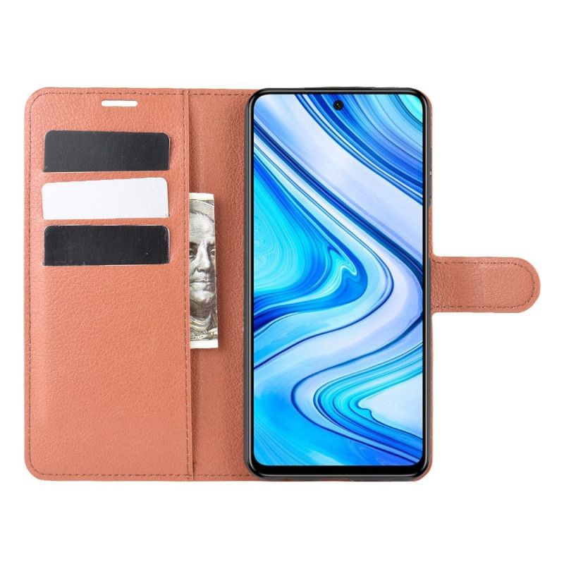 Skórzany Futerał Xiaomi Redmi Note 9S / Note 9 Pro Biały Czarny Etui na Telefon Klasyczna Sztuczna Skóra