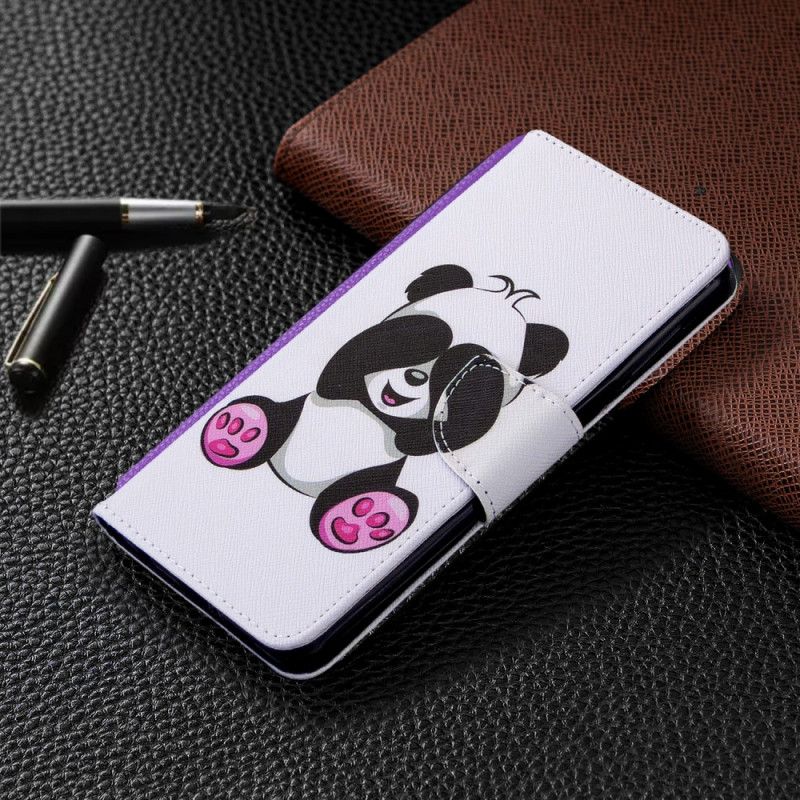 Skórzany Futerał Xiaomi Redmi Note 9S / Note 9 Pro Etui na Telefon Zabawna Panda