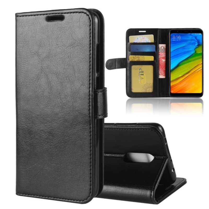 Etui Folio Xiaomi Redmi 5 Czerwony Czarny Ultra Sztuczna Skóra