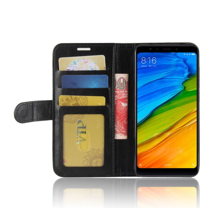 Etui Folio Xiaomi Redmi 5 Czerwony Czarny Ultra Sztuczna Skóra