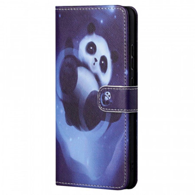 Etui Folio do Poco M4 Pro 5G z Łańcuch Panda Space Ze Smyczą