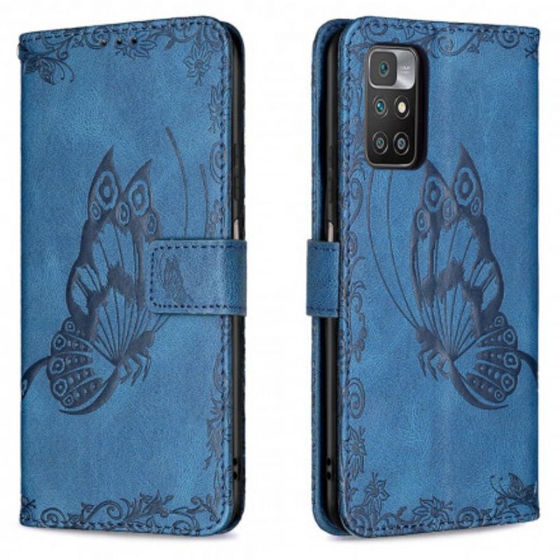 Etui Folio Do Xiaomi Redmi 10 Barokowy Pasek Motyl