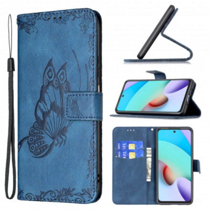 Etui Folio Do Xiaomi Redmi 10 Barokowy Pasek Motyl