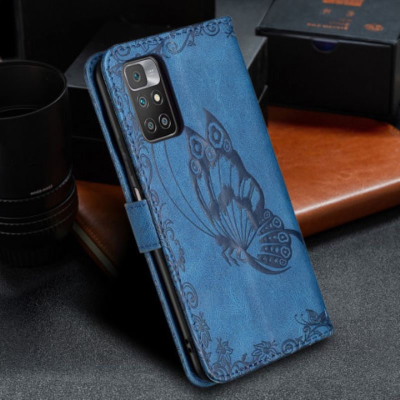 Etui Folio Do Xiaomi Redmi 10 Barokowy Pasek Motyl