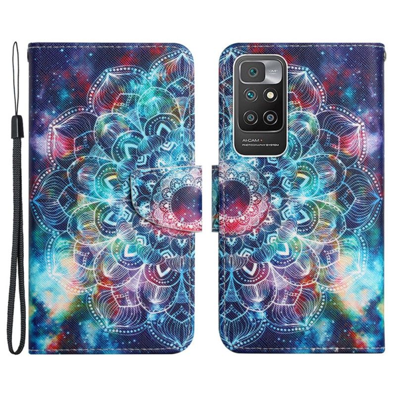 Etui Folio Xiaomi Redmi 10 Błyskotliwa Pół-paskowata Mandala Etui Ochronne