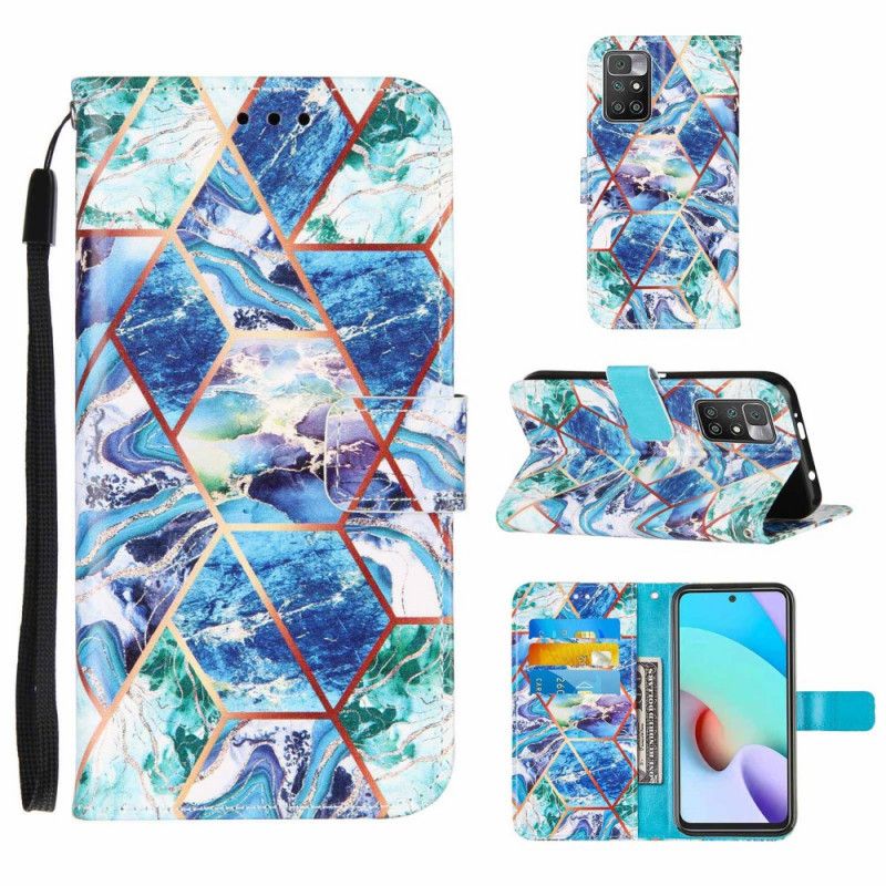 Etui Folio Xiaomi Redmi 10 Geometryczny Marmur Etui Ochronne