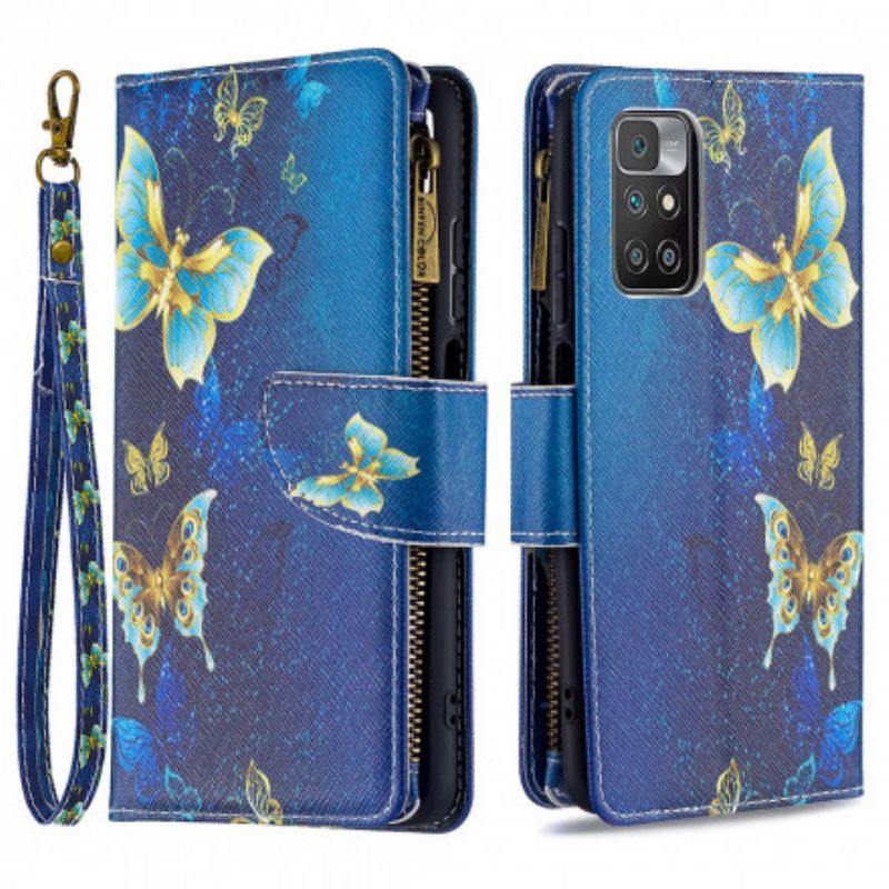 Etui Folio Xiaomi Redmi 10 Motyl Kieszeń Na Zamek Etui Ochronne