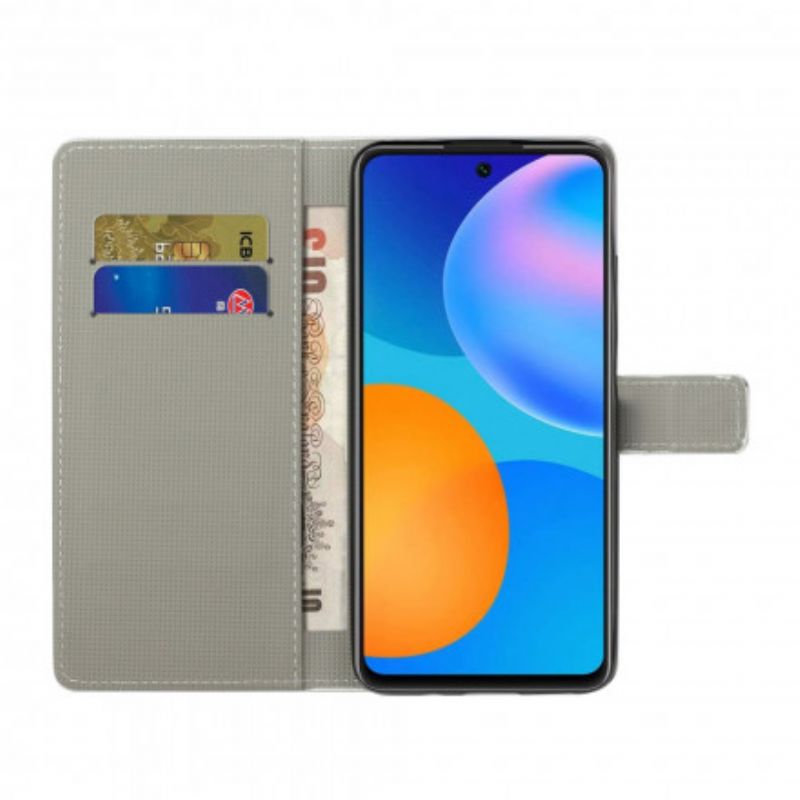 Etui Folio Xiaomi Redmi 10 Niebieski Motyl Na Ramiączkach