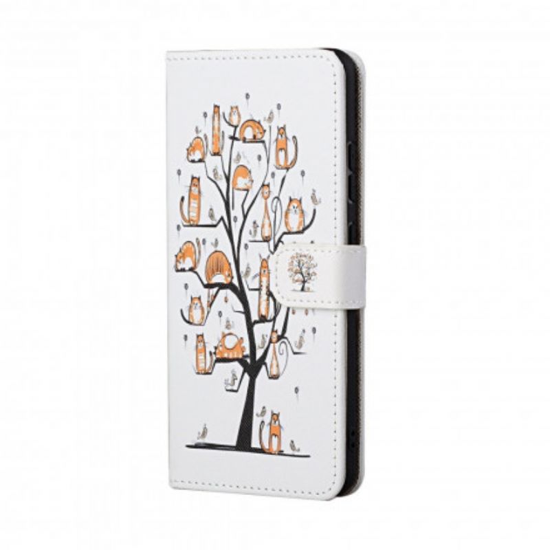 Skórzany Futerał Xiaomi Redmi 10 Etui Na Telefon Funky Cats Strappy