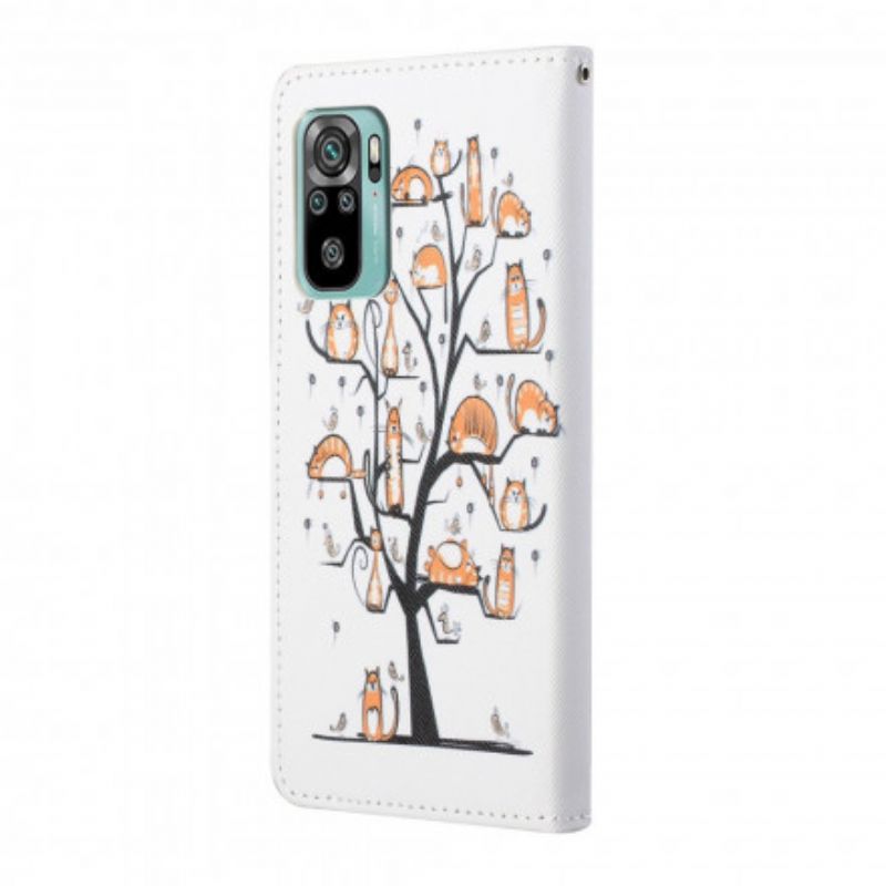 Skórzany Futerał Xiaomi Redmi 10 Etui Na Telefon Funky Cats Strappy