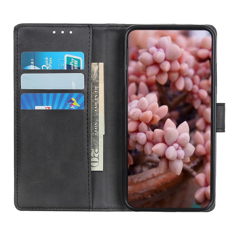 Etui Folio Oppo A53s Czerwony Czarny Efekt Skóry Matowej Retro Etui Ochronne