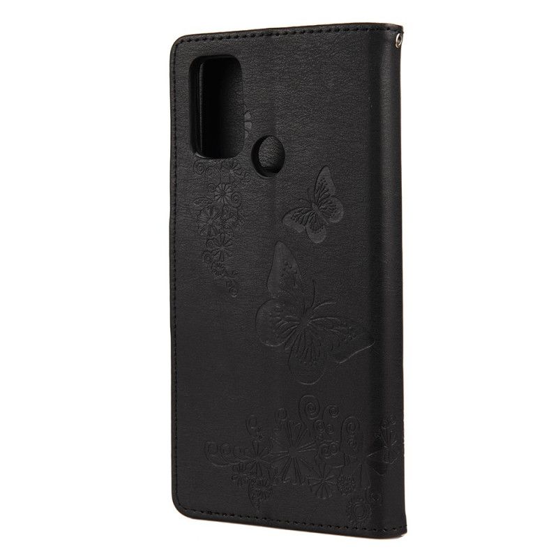 Etui Folio Oppo A53s Szary Czarny Tylko Motyle Ze Stringami Etui Ochronne