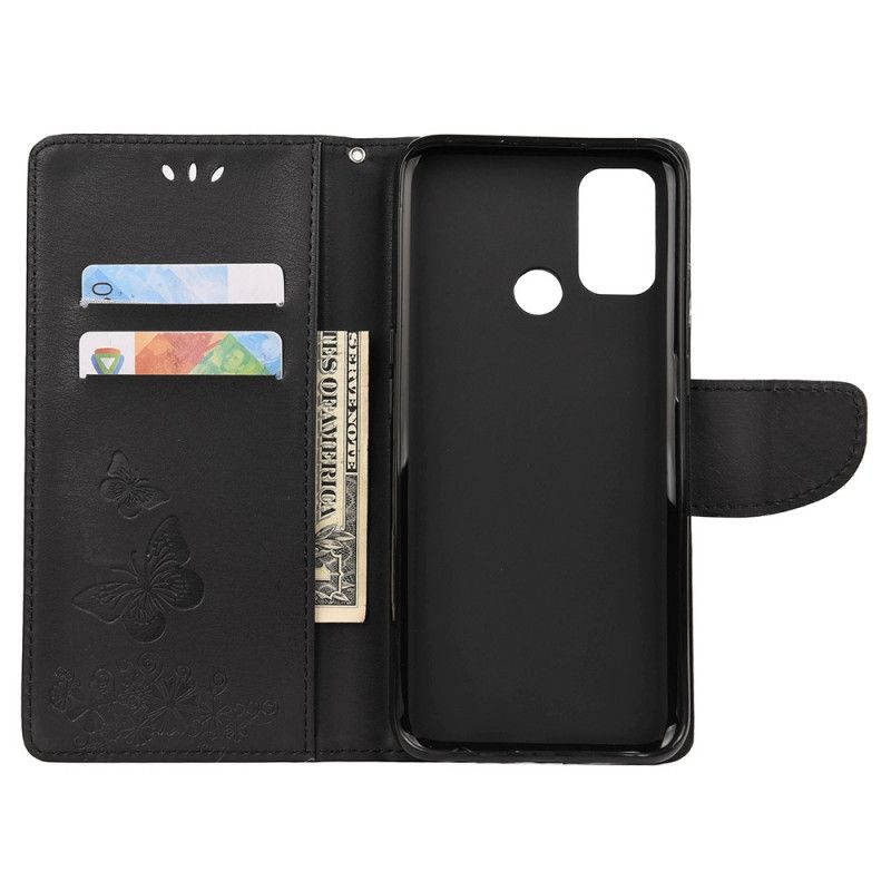 Etui Folio Oppo A53s Szary Czarny Tylko Motyle Ze Stringami Etui Ochronne