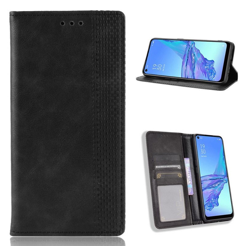 Flip Kotelot Oppo A53s Czerwony Czarny Stylizowany Efekt Skóry W Stylu Vintage Etui Ochronne