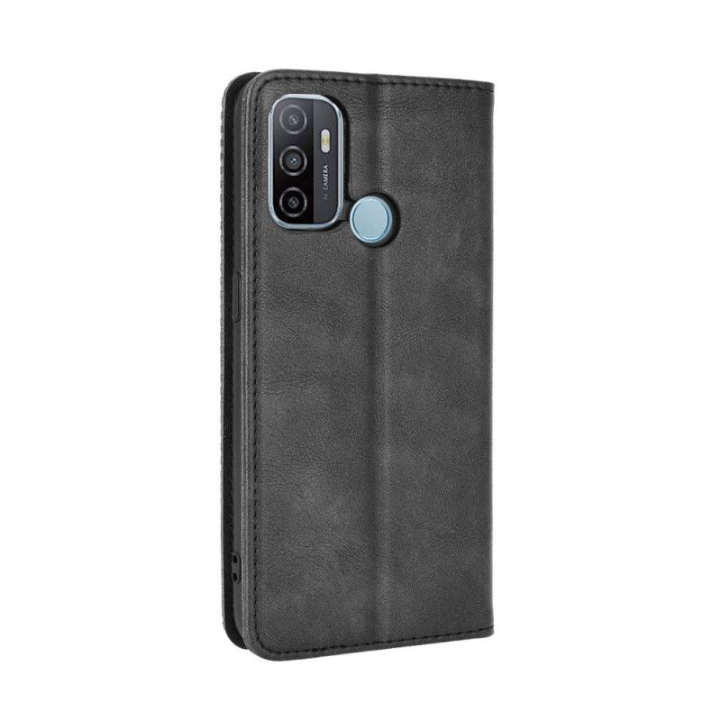 Flip Kotelot Oppo A53s Czerwony Czarny Stylizowany Efekt Skóry W Stylu Vintage Etui Ochronne