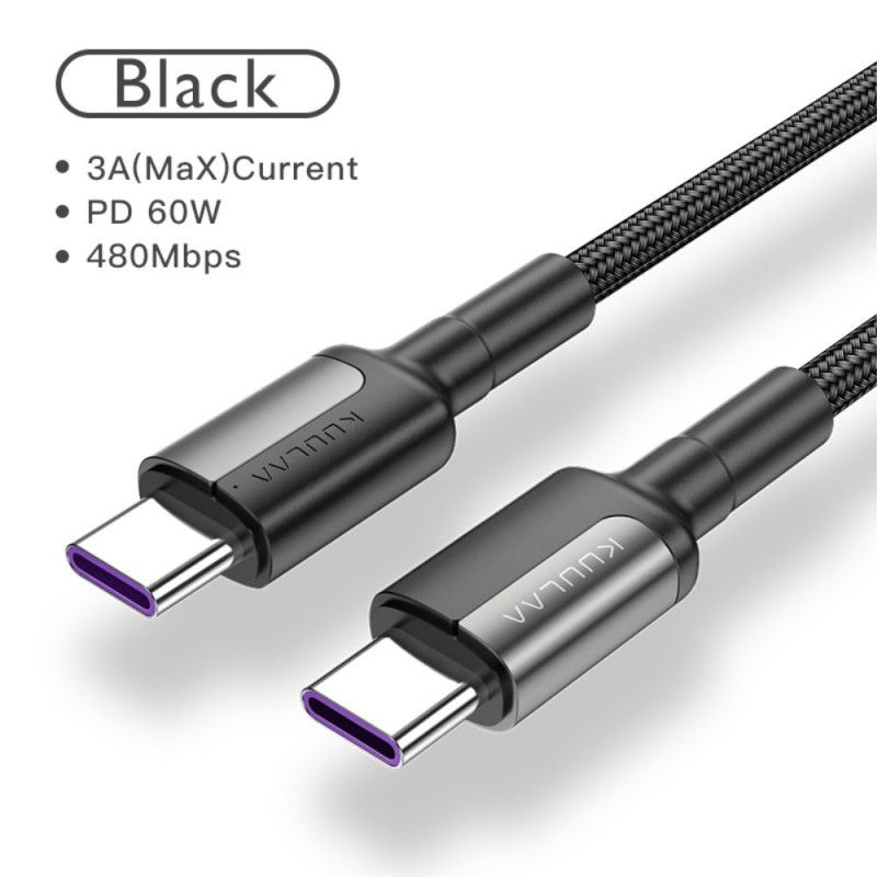 Kabel Ładujący Usb-C Do Usb-C 60 W Kuulaa