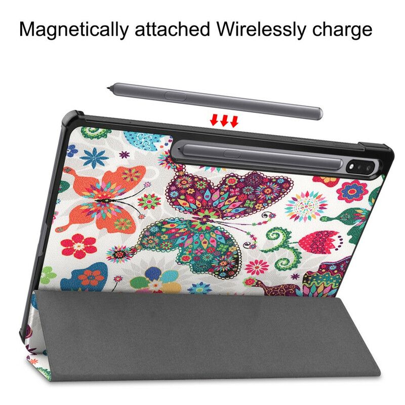 Inteligentny Futerał Samsung Galaxy Tab S7 Fe Vintage Flower Pen Holder