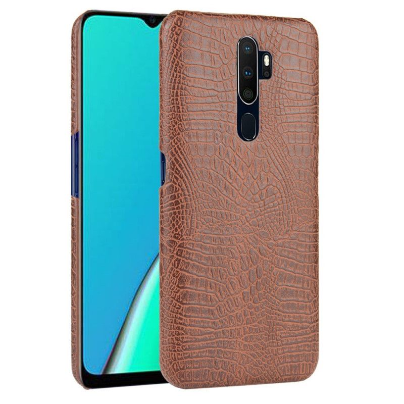 Etui Oppo A5 2020 Biały Czarny Styl Skóry Krokodyla Etui Ochronne