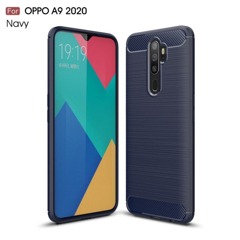 Etui Oppo A5 2020 Czerwony Czarny Szczotkowane Włókno Węglowe Etui Ochronne