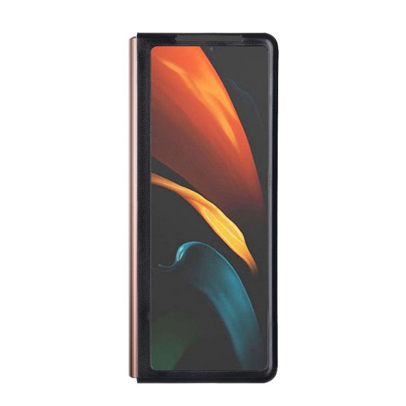 Etui Samsung Galaxy Z Fold 2 Czerwony Czarny Skrzyżowane Z Prawdziwej Skóry