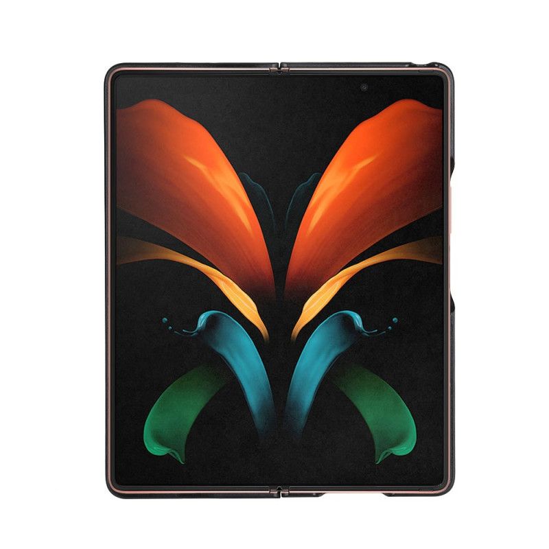 Etui Samsung Galaxy Z Fold 2 Czerwony Czarny Skrzyżowane Z Prawdziwej Skóry