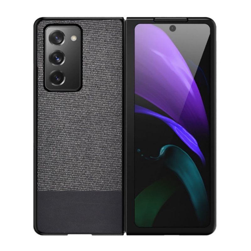 Etui Samsung Galaxy Z Fold 2 Szary Czarny Imitacja Skóry I Tkaniny Etui Ochronne