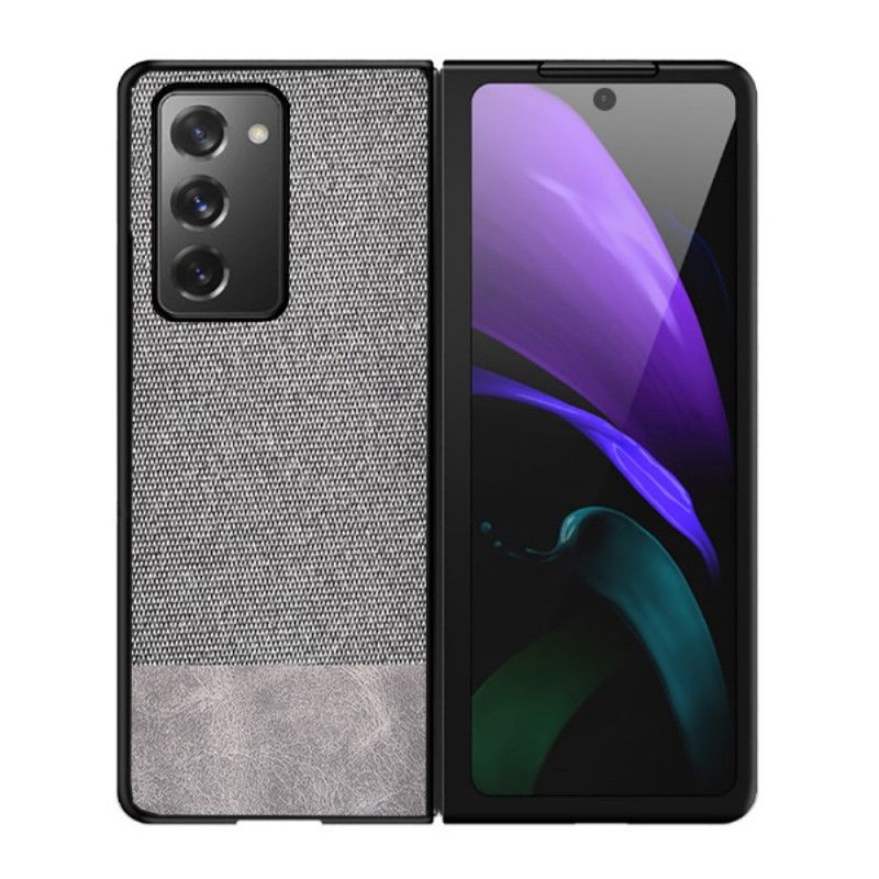 Etui Samsung Galaxy Z Fold 2 Szary Czarny Imitacja Skóry I Tkaniny Etui Ochronne