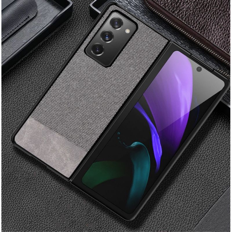 Etui Samsung Galaxy Z Fold 2 Szary Czarny Imitacja Skóry I Tkaniny Etui Ochronne