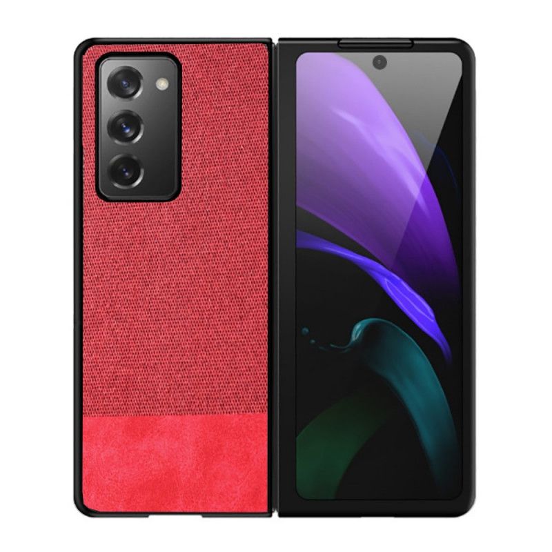 Etui Samsung Galaxy Z Fold 2 Szary Czarny Imitacja Skóry I Tkaniny Etui Ochronne