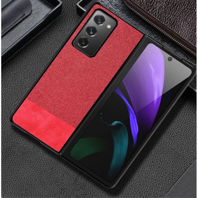 Etui Samsung Galaxy Z Fold 2 Szary Czarny Imitacja Skóry I Tkaniny Etui Ochronne