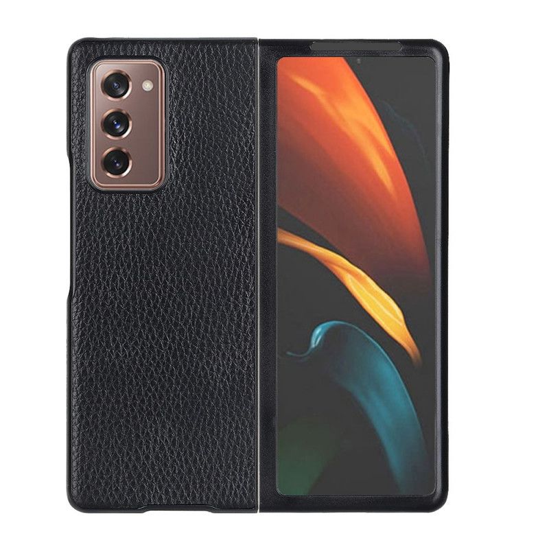 Futerały Samsung Galaxy Z Fold 2 Czerwony Czarny Etui na Telefon Prawdziwa Teksturowana Skóra Liczi