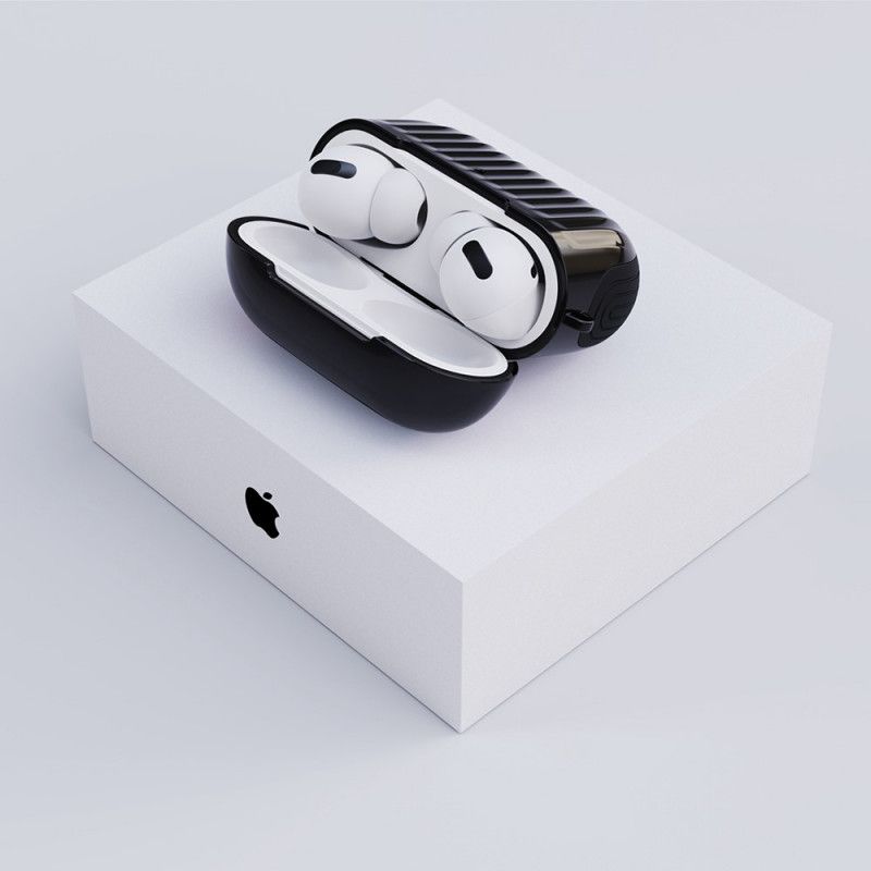 Etui AirPods Pro Biały Czarny Błyszcząca Konstrukcja Hybrydowa