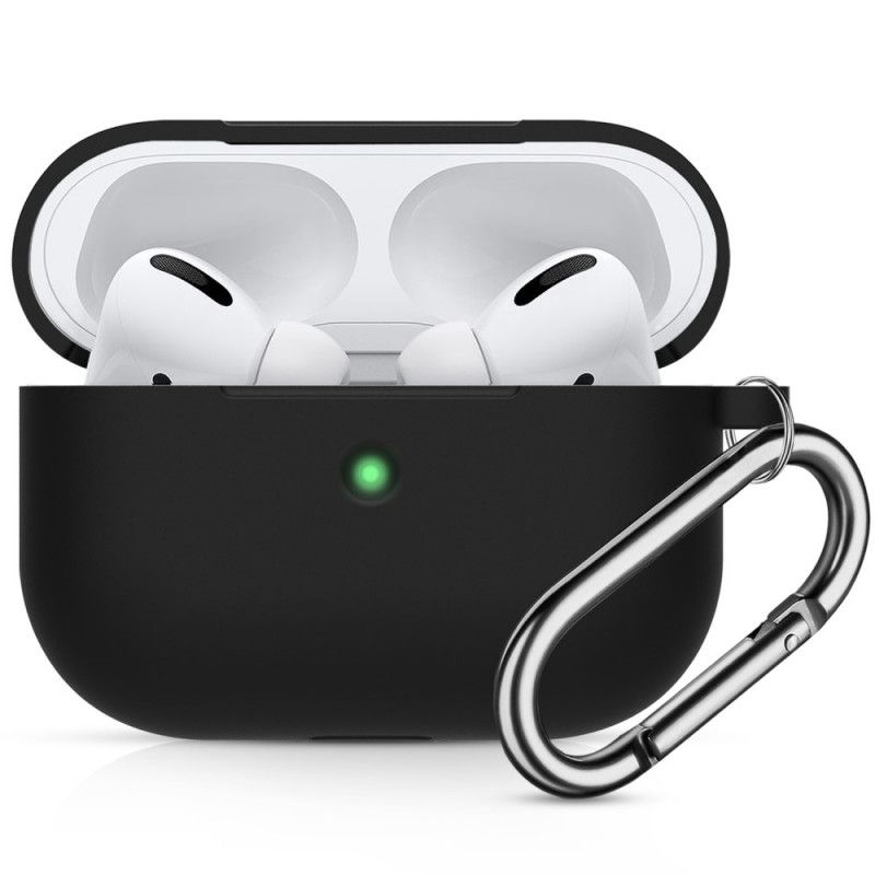 Etui AirPods Pro Biały Czarny Odporny Na Wstrząsy Silikon Z Karabińczykiem Etui Ochronne