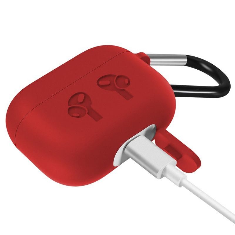 Etui AirPods Pro Biały Czarny Silikon W Czystych Kolorach Z Karabińczykiem