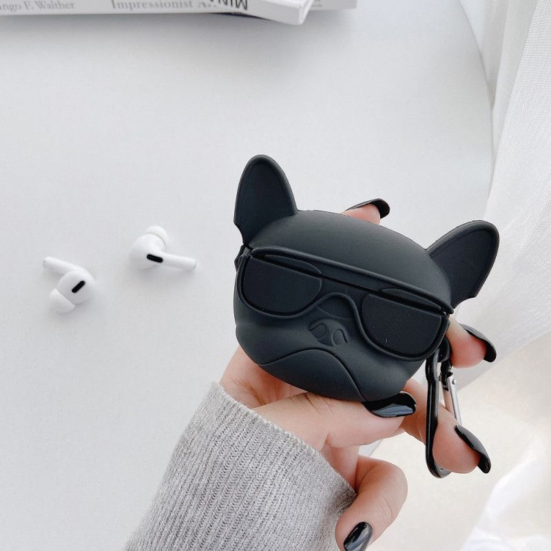 Etui AirPods Pro Czerwony Czarny 3D Pies Z Obrączką