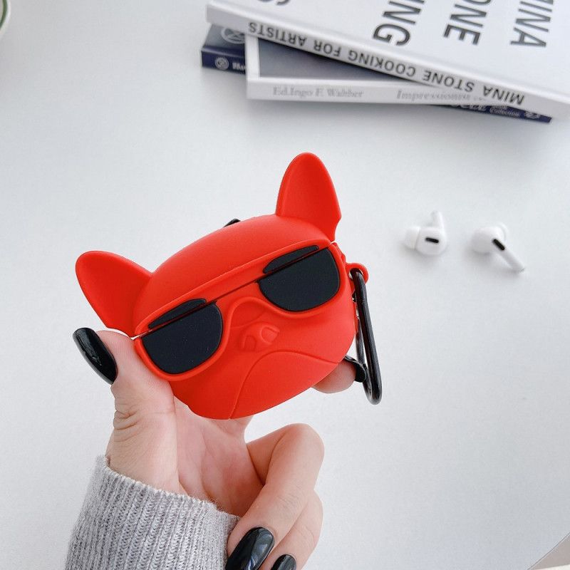 Etui AirPods Pro Czerwony Czarny 3D Pies Z Obrączką