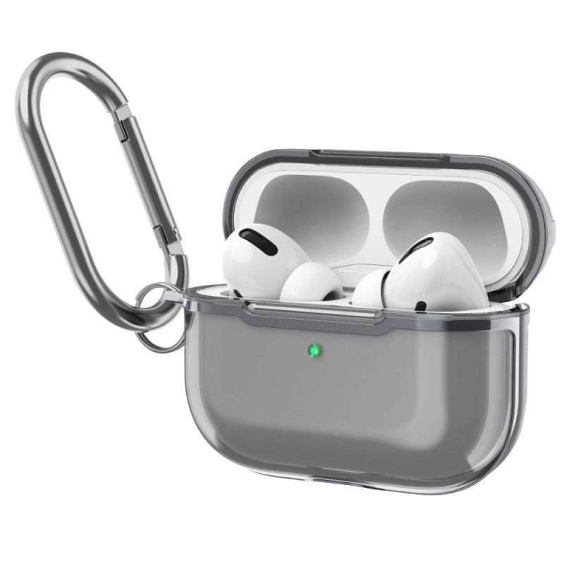 Etui AirPods Pro Czerwony Szary Metalowa Konstrukcja Z Karabińczykiem